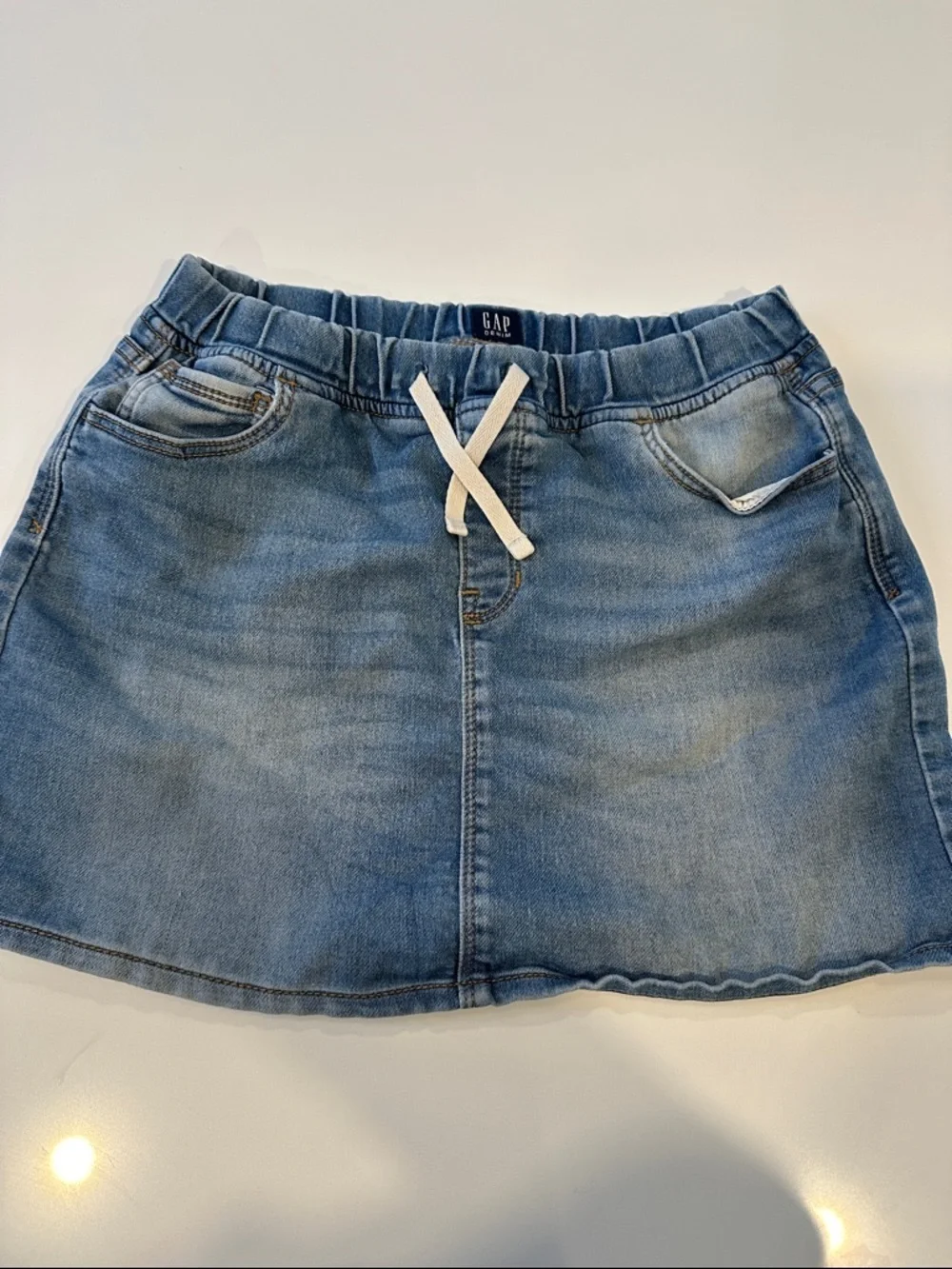 GAP Light Blue Denim Skirt with Drawstring Waist